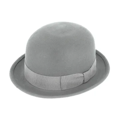 Chapeau melon feutre laine Gris clair - Traclet