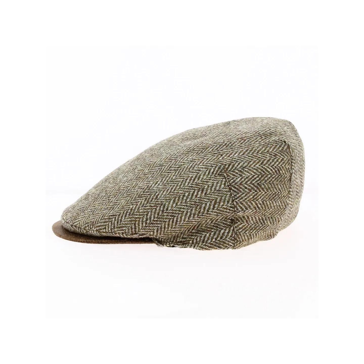 Flat beige herringbone cap with brown peak - Traclet