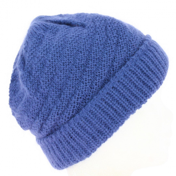 Bonnet Angora Point Mousse Bleu - Traclet