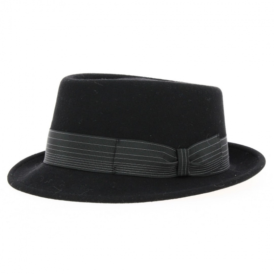 Porkpie Jones Black Wool Felt Hat- Traclet