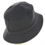 Bucket Hat Black Imitation Leather Colored Fleece Lining - Traclet