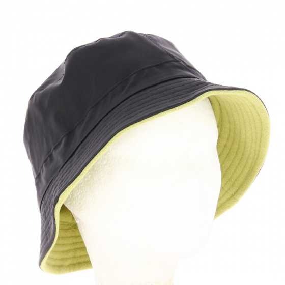 Bob Imitation Cuir Noir Doublure polaire colorée vert pomme - Traclet Bob Imitation Cuir Noir Doublure polaire colorée vert pomme - Traclet
