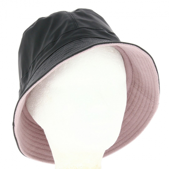 Bob Imitation Cuir Noir Doublure polaire colorée rose pâle- Traclet Bob Imitation Cuir Noir Doublure polaire colorée rose pâle- Traclet