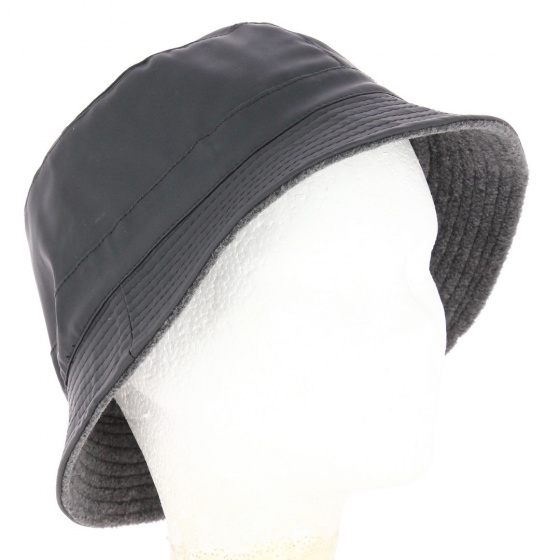Bob Imitation Cuir Noir Doublure polaire colorée anthracite - Traclet Bob Imitation Cuir Noir Doublure polaire colorée anthracite - Traclet