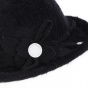 Cloche Hat Angora Flower Black - Traclet