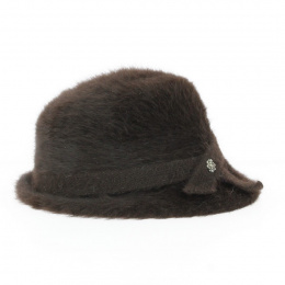Brown Angora Cloche Hat - Laulhère