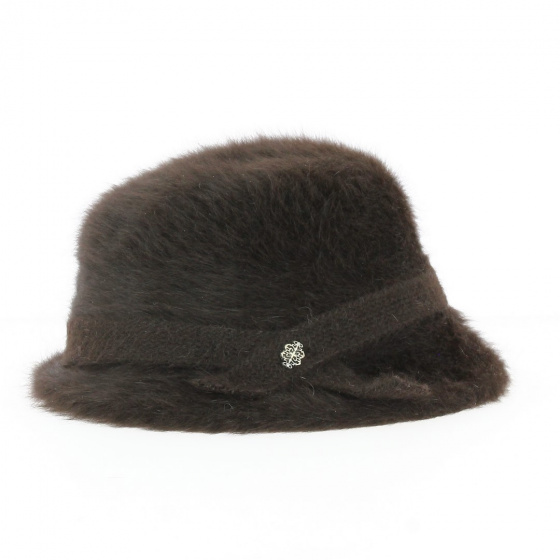 Brown Angora Cloche Hat - Laulhère