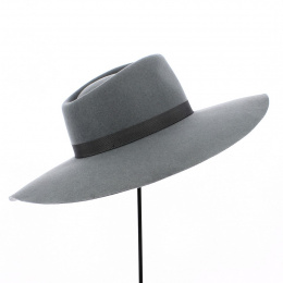 Gray Wool Felt Montana Wide Brim Fedora Hat - Traclet
