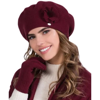 Women's Clara Wool Beret Burgundy - Traclet, ref 17594