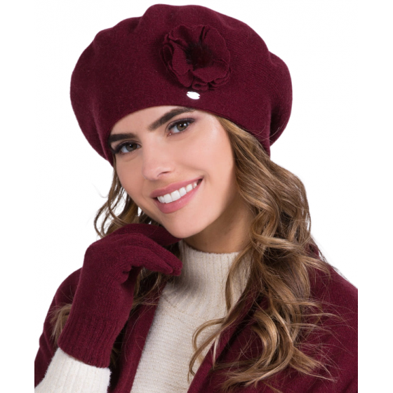 Women's Clara Wool Beret Burgundy - Traclet