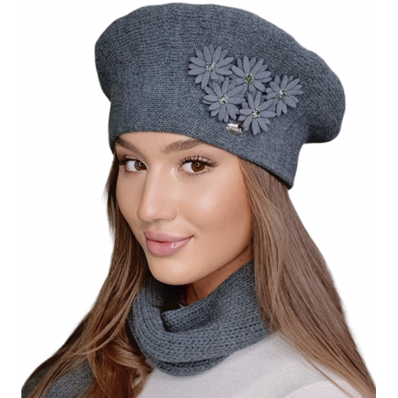 Women's Tala Grey Wool Beret - Traclet
