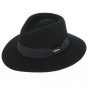 Black Wool Felt Chester Fedora Hat - Traclet