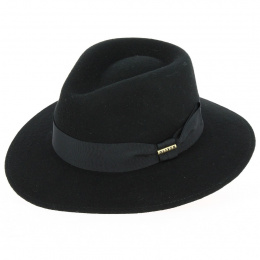 Fedora Chester Black Wool Felt Hat - Traclet