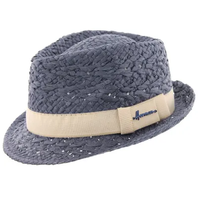 Chapeau Trilby James Paille Papier Bleu