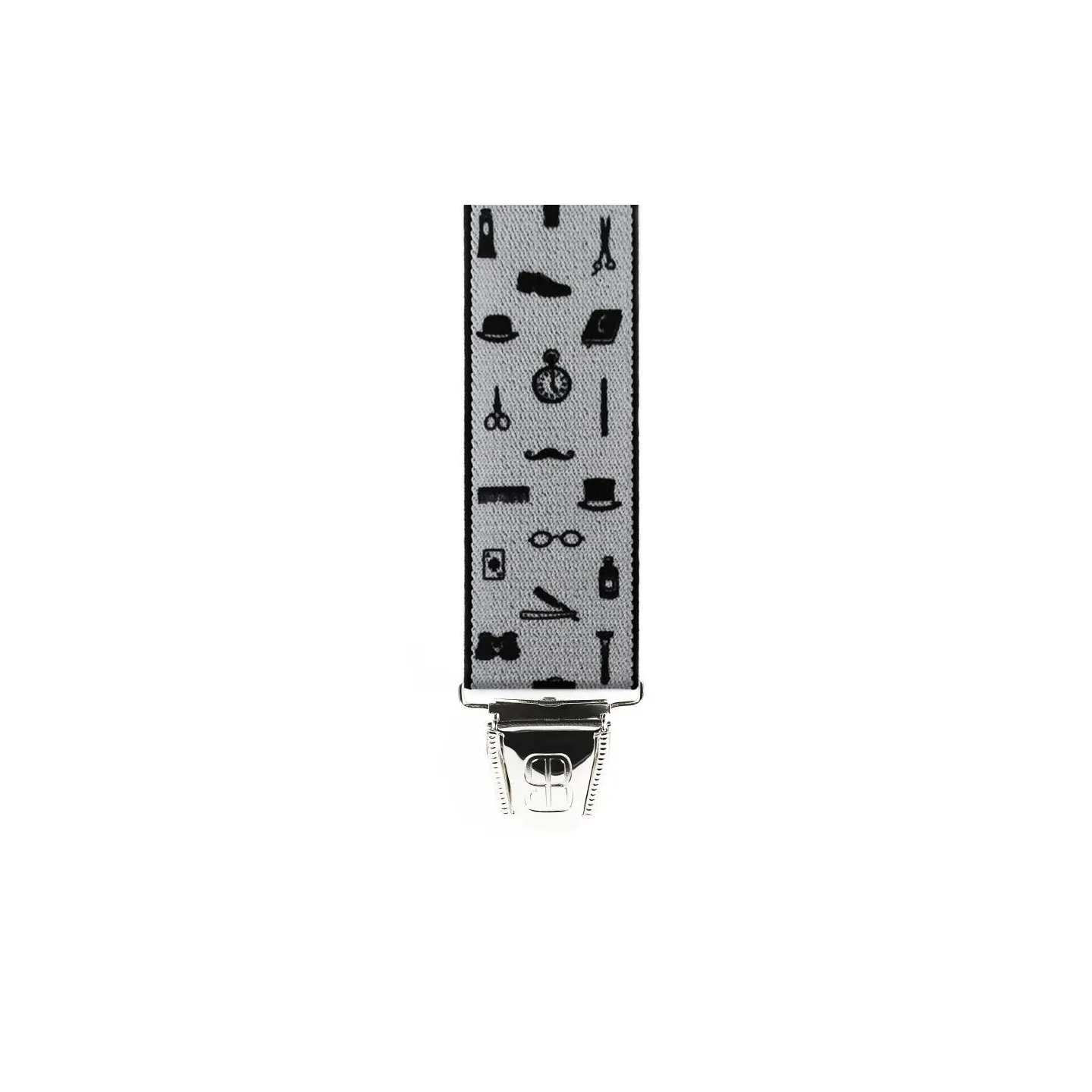Grey Fancy Suspenders with Black Patterns - Traclet Reference: 11412 | Traclet Hat Shop