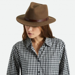 Dark Brown Wool Felt Messer Hat - Brixton
