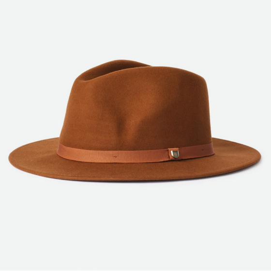 Fedora Messer Packable Brown Wool Felt Hat - Brixton Fedora Messer Packable Brown Wool Felt Hat - Brixton