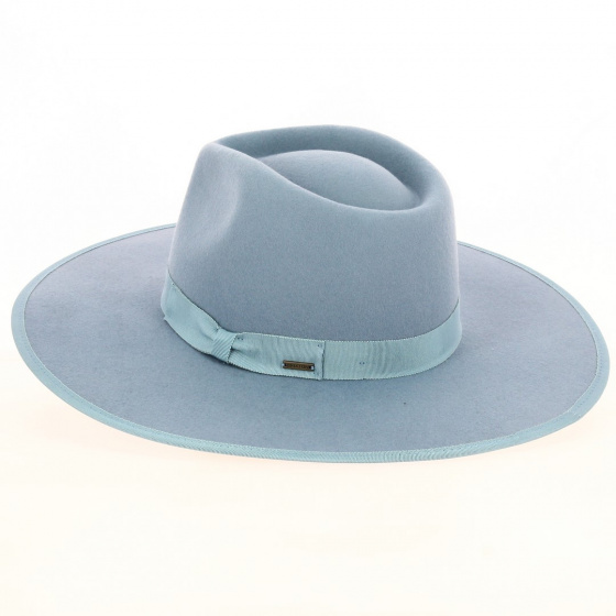 Chapeau Fedora Jo Rancher Feutre Laine Bleu Ciel - Brixton