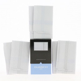 6 Jacob White Cotton Handkerchiefs with coloured piping - Traclet