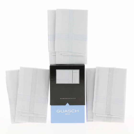 6 Jacob White Cotton Handkerchiefs with coloured piping - Traclet