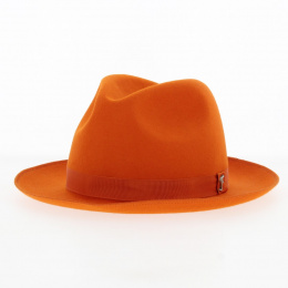Chapeau Fédora Le Chazelles Feutre Poil Orange vif - Fléchet