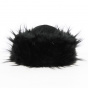 Tkhatch black leather and fur hat