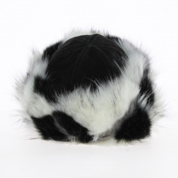 Mounkou-Sardyk fur hat in black leather with black and white fur