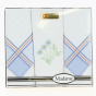 3 Blue Flower Embroidered Cotton Handkerchiefs - Traclet