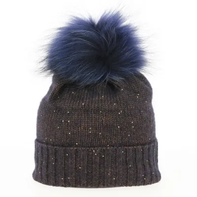 Bonnet Miriade avec Pompon cuivré et marine - Kristo