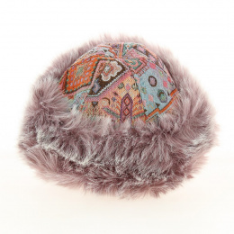 Toque Brigitte Motifs Aztèque Parme - Traclet