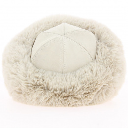 Toque Ivanova Ecru Leather & White Faux Fur - Traclet