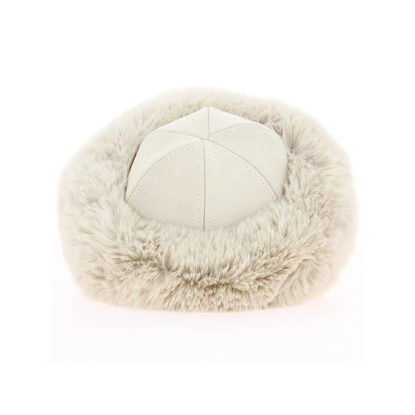 Toque Ivanova Cuir Ecru & Fausse Fourrure Blanche - Traclet