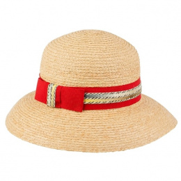 Natural Red Raffia Capeline - Taffta