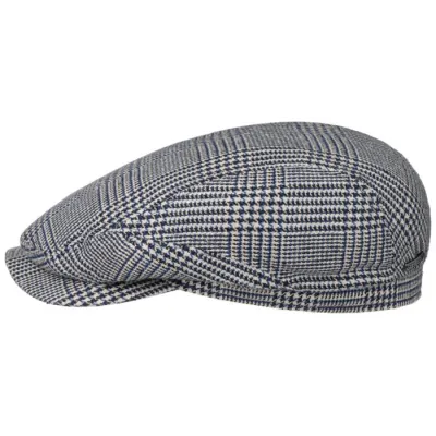 Houndstooth Driver Flat Cap Blue Silk- Stetson