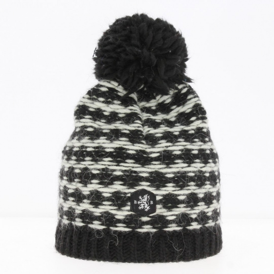 Bonnet Pompon Campagnard noir - Bonnet Blanc