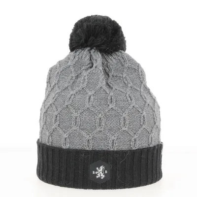Bonnet Pompon Ouessant Gris - Blanc Bonnet