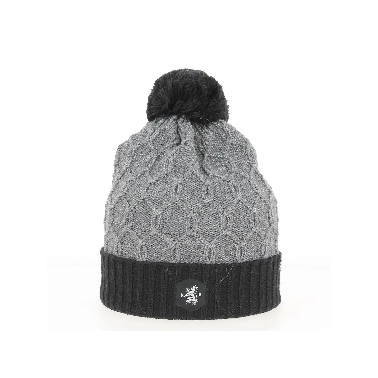 Bonnet Pompon Ouessant Gris - Blanc Bonnet