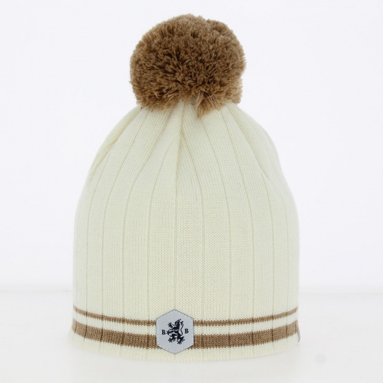 Bonnet Pompon Laine Sancy Ecru - Blanc Bonnet