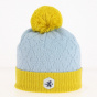 London Wool Pompon Beanie Yellow and Light Blue - White Beanie