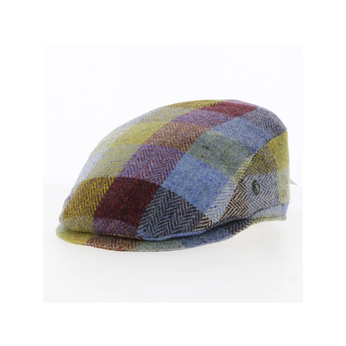 Relax Wool Patchwork Flat Cap Blue - City Sport