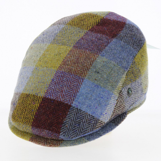 Relax Wool Patchwork Flat Cap Blue - City Sport