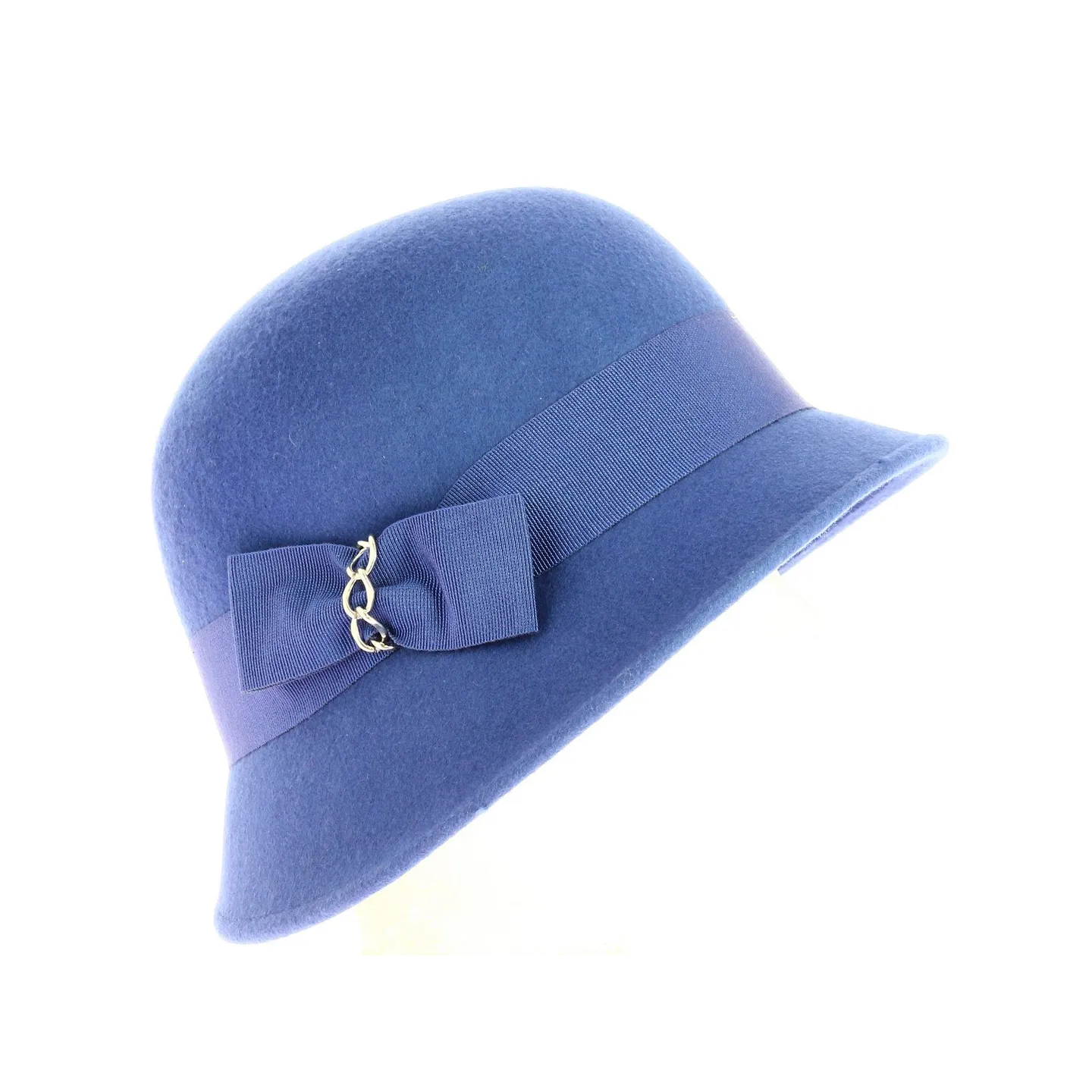 Maithe Cloche Hat Royal Blue Wool Felt - Traclet