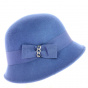 Maithe Cloche Hat Royal Blue Wool Felt - Traclet