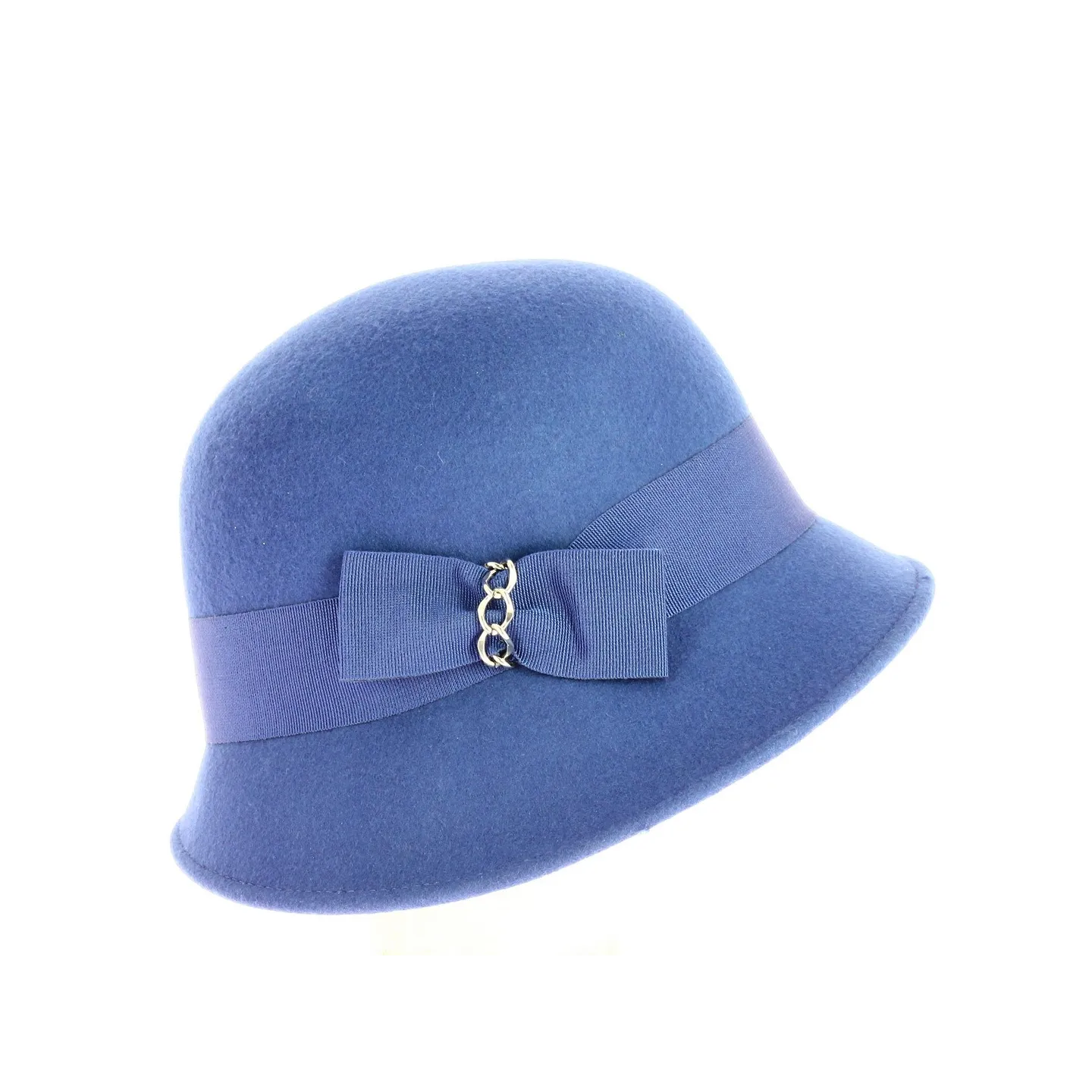 Maithe Cloche Hat Royal Blue Wool Felt - Traclet