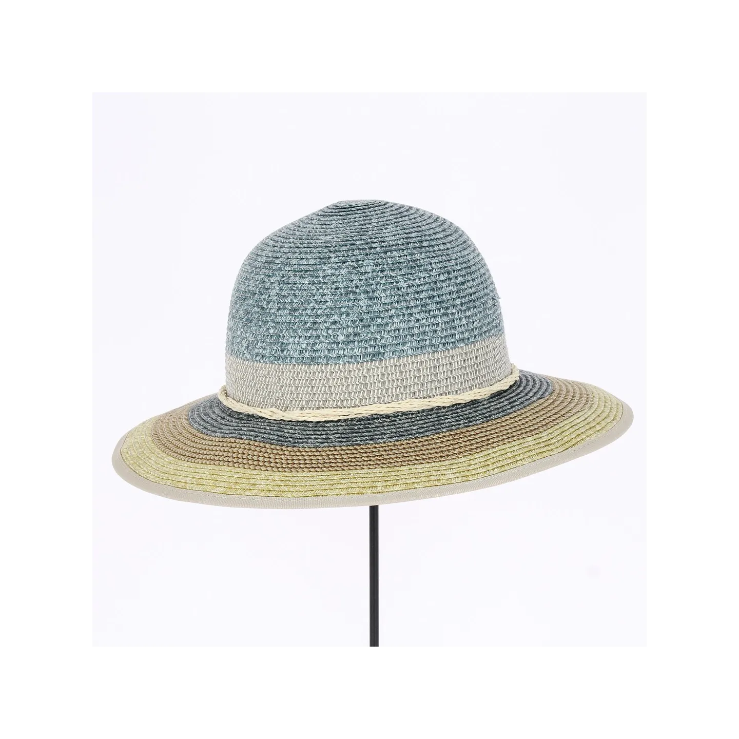 Michela Straw Paper Blue Denim Capeline - Traclet