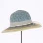 Michela Straw Paper Blue Denim Capeline - Traclet