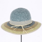 Wide-brimmed hat Michela Straw Paper Denim blue - Traclet