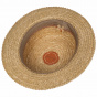 Natural Straw Boater Hat with Red & Navy Blue Ribbon - Stetson