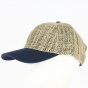 Straw baseball cap with navy cotton peak - Traclet