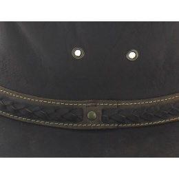 Squashy Black Kangaroo Leather Hat - Barmah